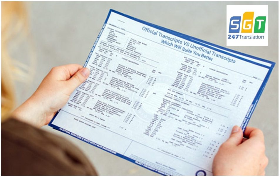 Mẫu dịch thuật bảng điểm cho khách hàng tại Cần Thơ